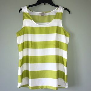 Ann Taylor LOFT Green and White Striped Tank